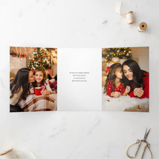 Moderne Prettige feestdagen-scriptfoto Drieluik Kaart (Binnen)