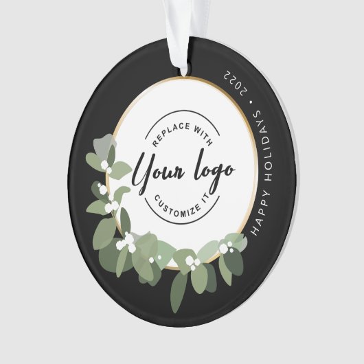 Moderne Prettige feestdagen uw Logo Ornament (voorkant)