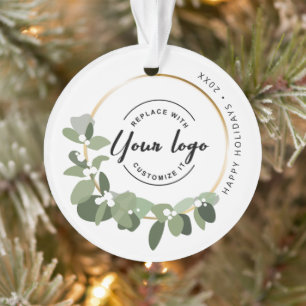 Moderne Prettige feestdagen uw Logo Ornament