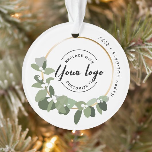 Moderne Prettige feestdagen uw Logo Ornament (Boom)