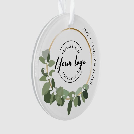 Moderne Prettige feestdagen uw Logo Ornament (voorkant)