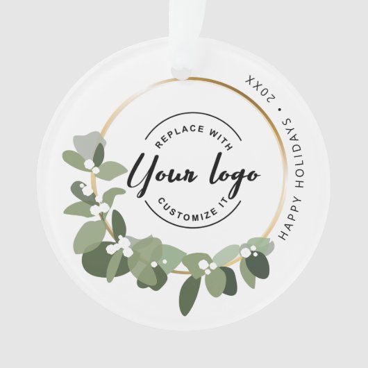 Moderne Prettige feestdagen uw Logo Ornament (voorkant)