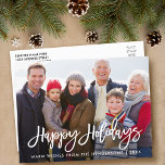 Moderne Prettige feestdagen van de Familie van het Briefkaart<br><div class="desc">Moderne Briefkaart van de Foto van het Manuscript van de Borstel Prettige feestdagen de Familie</div>