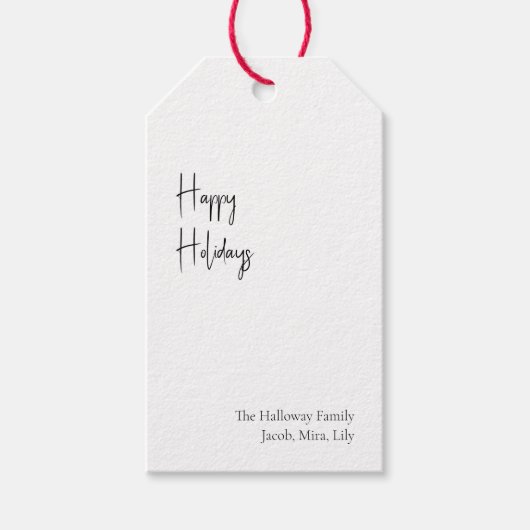 Moderne Prettige feestdagen van het Manuscript Geg Cadeaulabel (Voorkant)