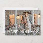 Moderne Prettige feestdagen White Script-foto Feestdagenkaart (Voorkant)