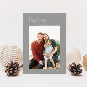 Moderne Prettige feestdagen zilver - Verticale enk Feestdagenkaart