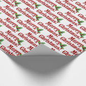 Moderne prettige kerst en holly Text Pattern Cadeaupapier (Hoek)
