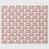 Moderne prettige kerst en holly Text Pattern Cadeaupapier (Vlak)