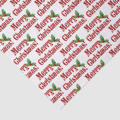Moderne prettige kerst en holly Text Pattern Tissuepapier (Detail)