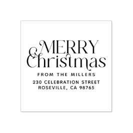 Moderne prettige kerst van het adres van de gezins rubberstempel