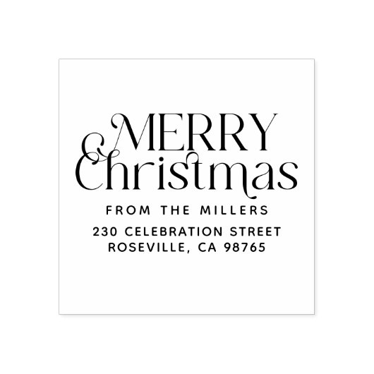 Moderne prettige kerst van het adres van de gezins rubberstempel (Afrduk)