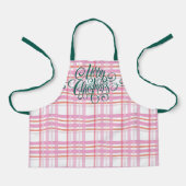 Moderne prettige kerstfeestroze witte pap schort (Voorkant)