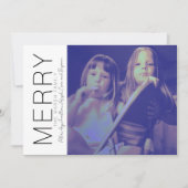 Moderne prettige kerstfoto zwart-wit - minimaal feestdagenkaart (Voorkant)