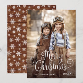 Moderne prettige kerstfotografie feestdagenkaart