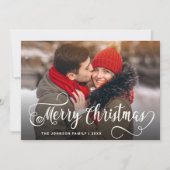 Moderne prettige kerstfotografie feestdagenkaart (Voorkant)