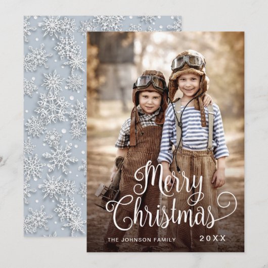 Moderne prettige kerstfotografie feestdagenkaart (Voorkant / Achterkant)