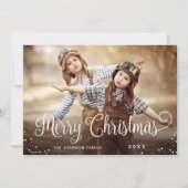 Moderne prettige kerstfotografie feestdagenkaart (Voorkant)