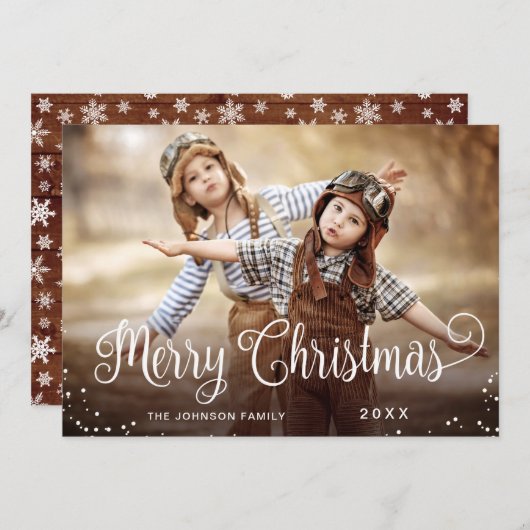 Moderne prettige kerstfotografie feestdagenkaart (Voorkant / Achterkant)