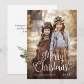 Moderne prettige kerstfotografie feestdagenkaart (Voorkant / Achterkant)