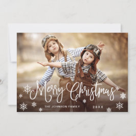 Moderne prettige kerstfotografie feestdagenkaart