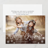 Moderne prettige kerstfotografie feestdagenkaart (Voorkant / Achterkant)