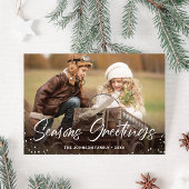 Moderne prettige kerstfotografie feestdagenkaart