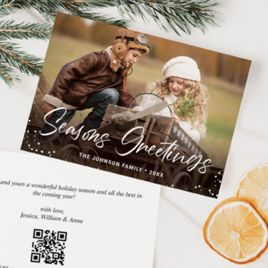 Moderne prettige kerstfotografie feestdagenkaart