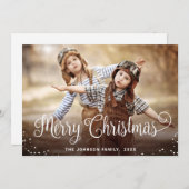 Moderne prettige kerstfotografie feestdagenkaart (Voorkant / Achterkant)