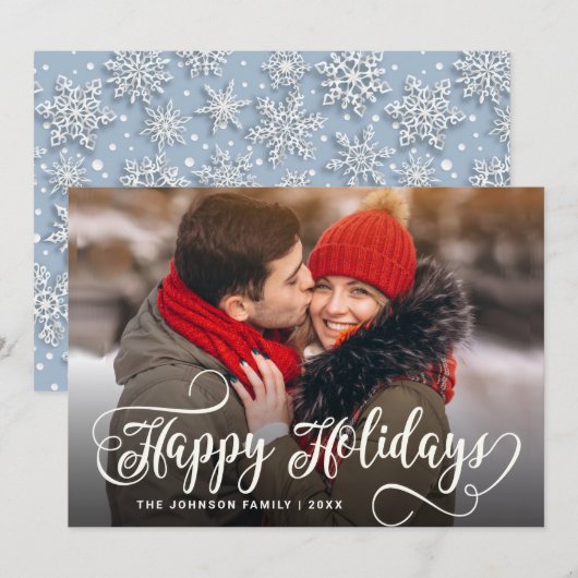 Moderne prettige kerstfotografie feestdagenkaart (Voorkant / Achterkant)