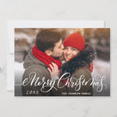 Moderne prettige kerstfotografie feestdagenkaart (Voorkant)