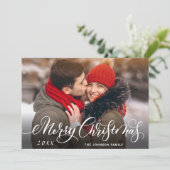 Moderne prettige kerstfotografie feestdagenkaart (Staand voorkant)