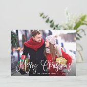 Moderne prettige kerstfotografie feestdagenkaart (Staand voorkant)