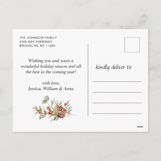 Moderne prettige kerstfotografie feestdagenkaart (Achterkant)