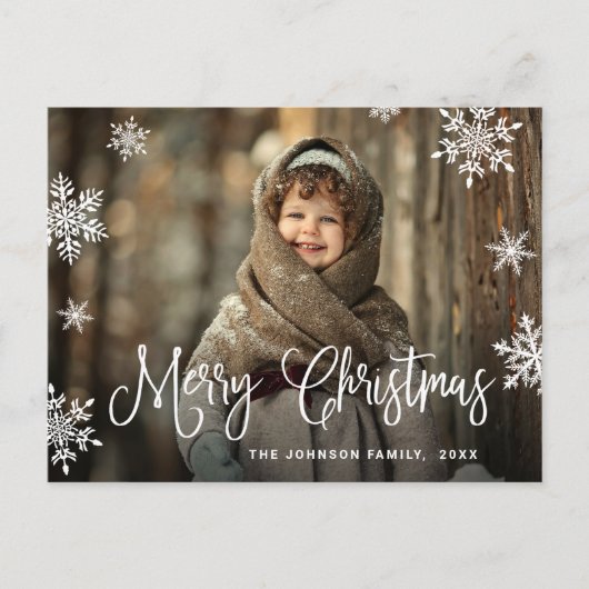 Moderne prettige kerstfotografie feestdagenkaart (Voorkant)