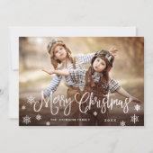 Moderne prettige kerstfotografie feestdagenkaart (Voorkant)