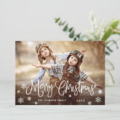 Moderne prettige kerstfotografie feestdagenkaart (Staand voorkant)