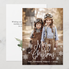 Moderne prettige kerstfotografie feestdagenkaart