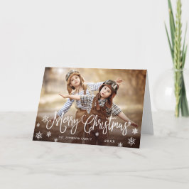 Moderne prettige kerstfotografie kaart