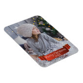 Moderne prettige kerstfoto's met rode lintstars magneet (Rechterzijde)