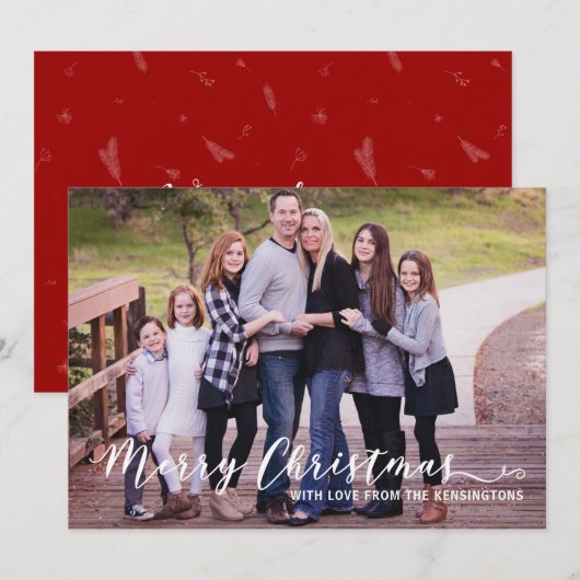 Moderne prettige kerstgeblindeerd in eenvoudige vo feestdagenkaart (Voorkant / Achterkant)