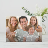 Moderne prettige kersthanddruk Aangepaste foto Feestdagenkaart (Staand voorkant)