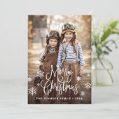 Moderne prettige kerstmis 2-fotografie feestdagenkaart (Staand voorkant)