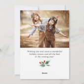 Moderne prettige kerstmis 2-fotografie feestdagenkaart (Achterkant)