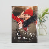 Moderne prettige kerstmis 2-fotografie feestdagenkaart (Staand voorkant)
