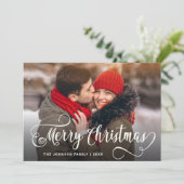 Moderne prettige kerstmis 2-fotografie feestdagenkaart (Staand voorkant)