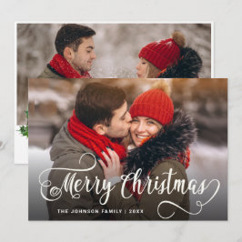 Moderne prettige kerstmis 2-fotografie feestdagenkaart