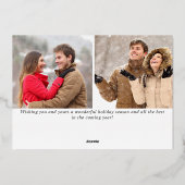 Moderne prettige kerstmis 3-FOTO Gold Folie Feestdagenkaart (Achterkant)