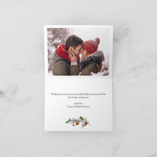 Moderne prettige kerstmis 3 FOTO-groet Feestdagen Kaart (Binnen)