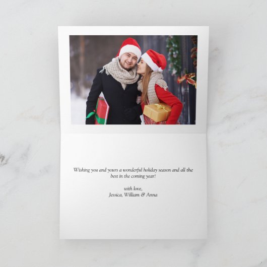 Moderne prettige kerstmis 3 FOTO-groet Feestdagen Kaart (Binnen)