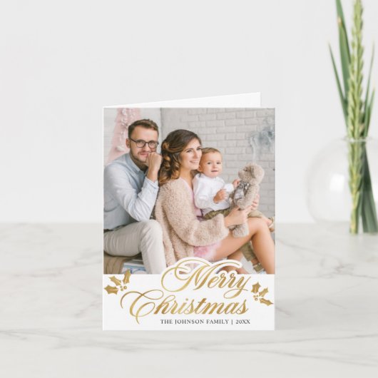 Moderne prettige kerstmis 3 FOTO-groet Feestdagen Kaart (Voorkant)